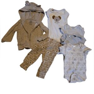 Koala And Elephant Baby 3-6 Month Lot Set, Gray and Cream